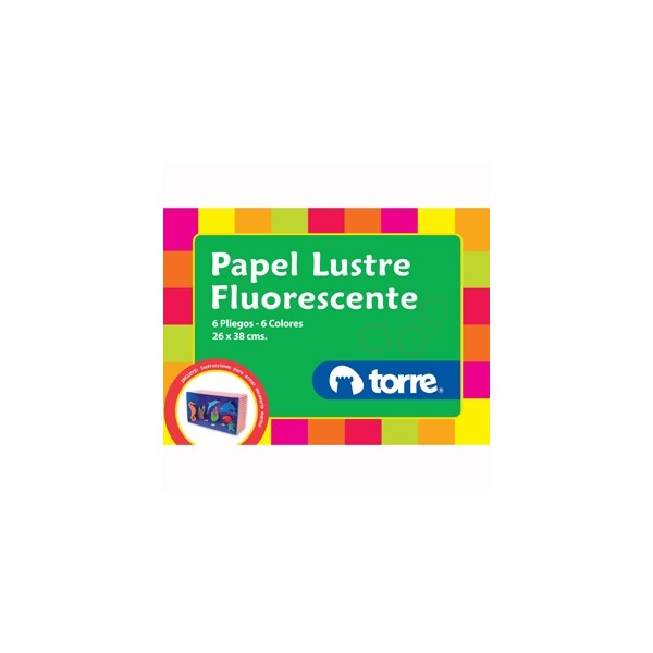 CARPETA PAPEL LUSTRE FLUORESCENTE 6 PLIEGOS TORRE