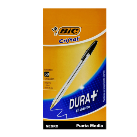 CAJA LAPIZ PASTA BIC MEDIANO NEGRO 50 UND