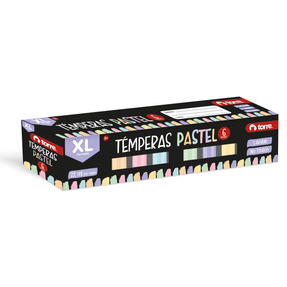 TEMPERA 6 COLORES PASTEL XL TORRE 6UND 31791
