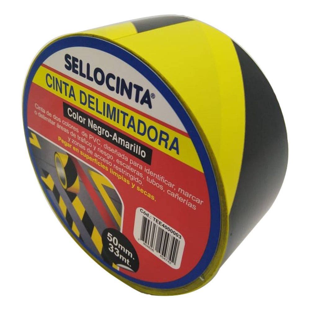 CINTA NEGRO/AMARILLO SELLO 50MM 33MT 6CDAN5033