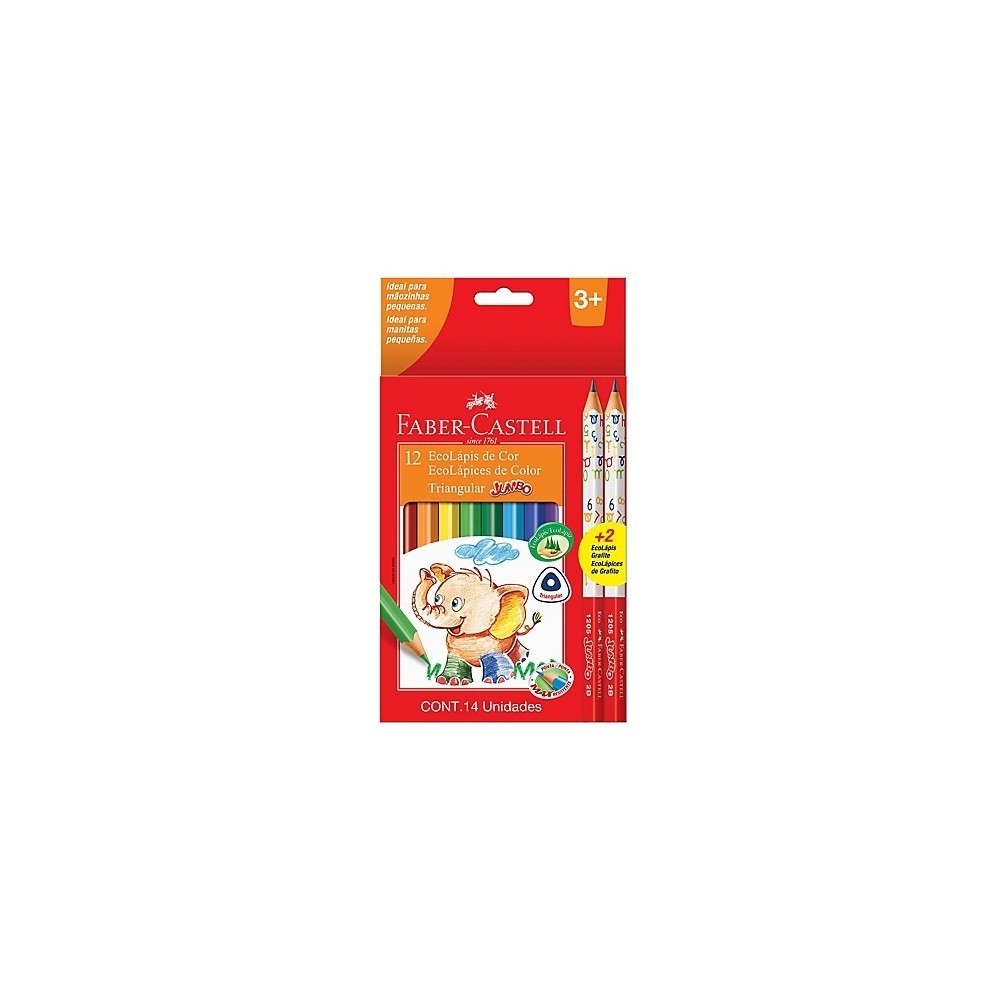 LAPICES COLOR JUMBO 12 COL+2GRAFITO FABER 1125012i