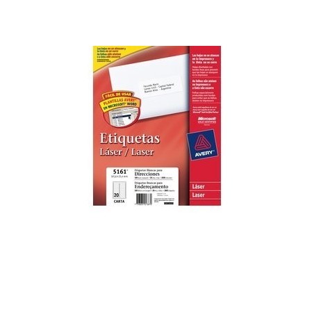ETIQUETA AVERI 25 X 102 - 100 HJS 5161 - ( 20 etiquetas x hoja )