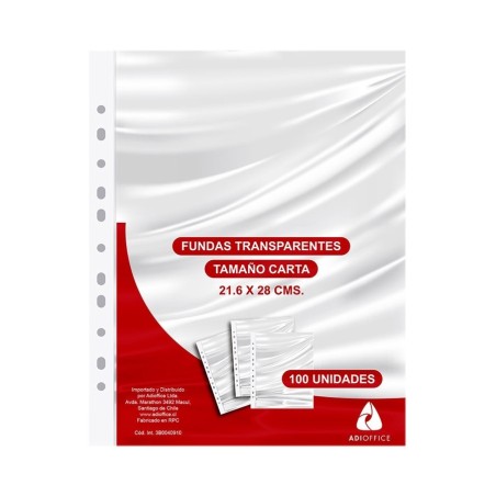 FUNDA PLASTICA CARTA 100 UND ADIOFFICE 35MMi