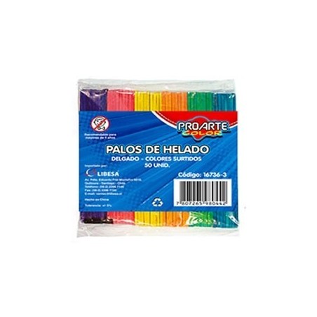 PALOS DE HELADO COLORES PROARTE 50 UND 16736-3i