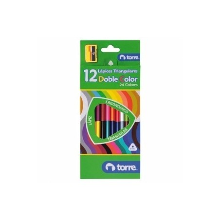 LAPICES 12UND COLOR 24 COL DOBLE PUNTA TRIANG TORRE. LAi