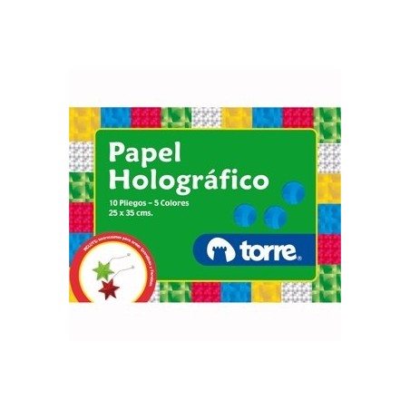 BOLSON PAPEL HOLOGRAFICO 10 HJS 5 COLORES TORRE.i