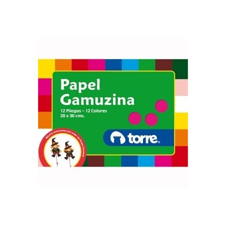 BOLSON PAPEL GAMUZINA 12 PLIEGOS COLORES TORRE.i