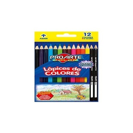 LAPICES COLOR 12 COL+2GRAFITO  PROARTE 18893 LARGi