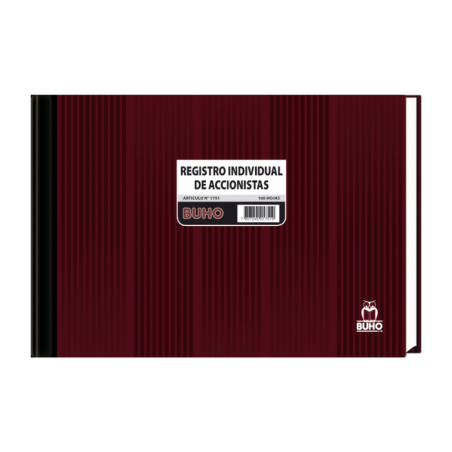 LIBRO REGISTRO ACCIONISTA 100 HJS ART. 1751 BUHO