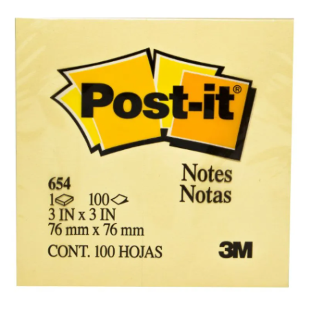 POST IT 654 3M AMARILLO 76 X 76 100 HJS