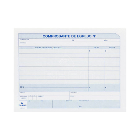 COMPROBANTE DE EGRESO BUHO 50 HOJAS