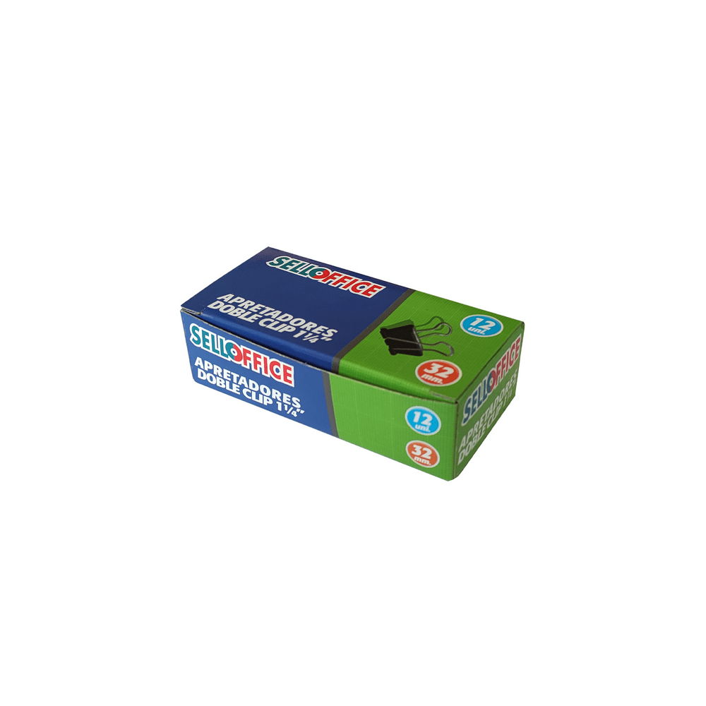 DOBLE CLIPS 32 MM SELLOFFICE - 12 UNIDADES