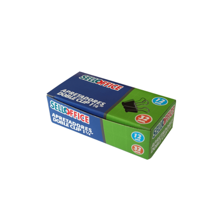 DOBLE CLIPS 32 MM SELLOFFICE - 12 UNIDADES