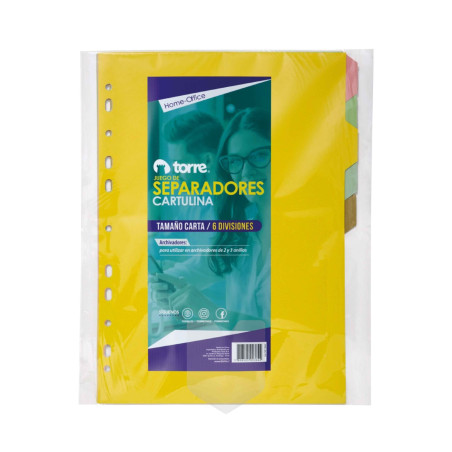 SEPARADOR CARTA 6 DIVISIONES COLOR TORRE