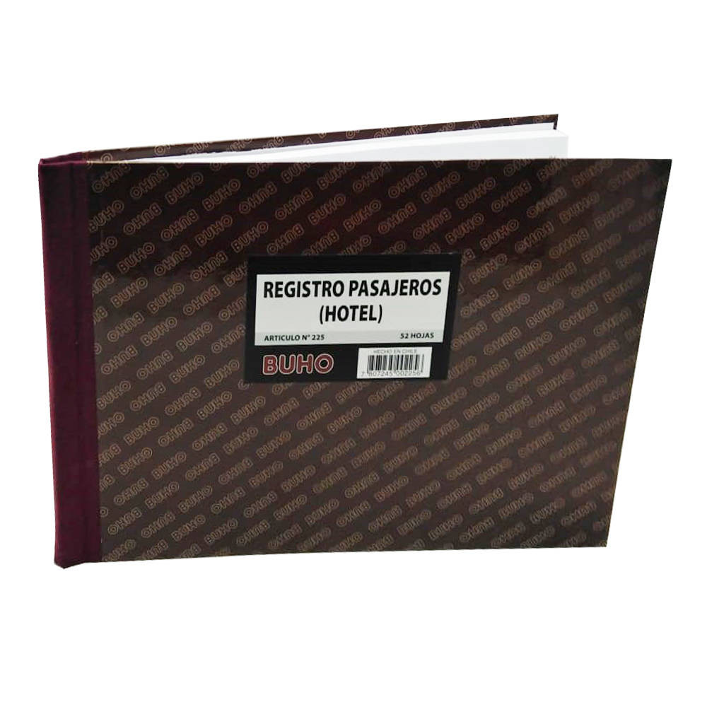 LIBRO REGISTRO PASAJEROS HOTEL 50 HJS ART. 225 BUHO