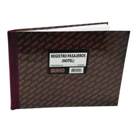 LIBRO REGISTRO PASAJEROS HOTEL 50 HJS ART. 225 BUHO