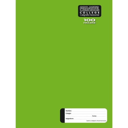 CUADERNO COLLEGE 100 HJS CALIGRAFIA HORIZONTAL PROARTE