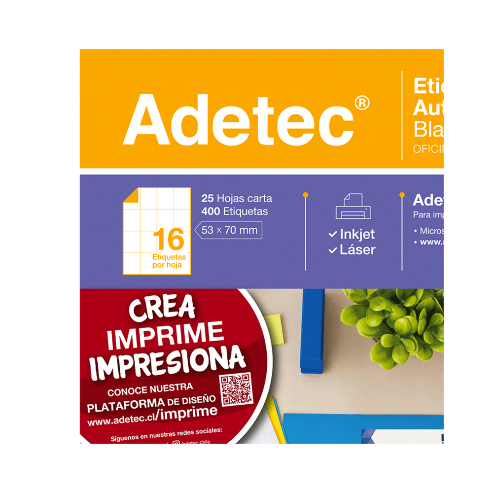 ETIQUETA 53 X 70 ( 16 x HOJA ) 50 HJS ADETEC