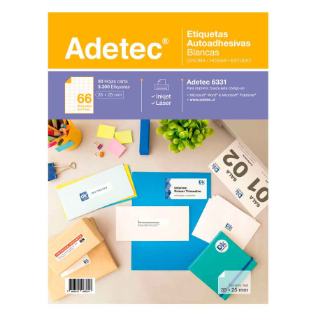 ETIQUETA 35 X 25 ( 66 X HOJA ) 50 HJS ADETEC 6331