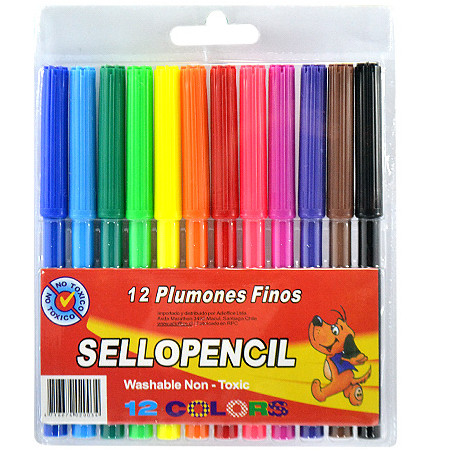 PLUMONES 12 COLORES SELLOPENCIL