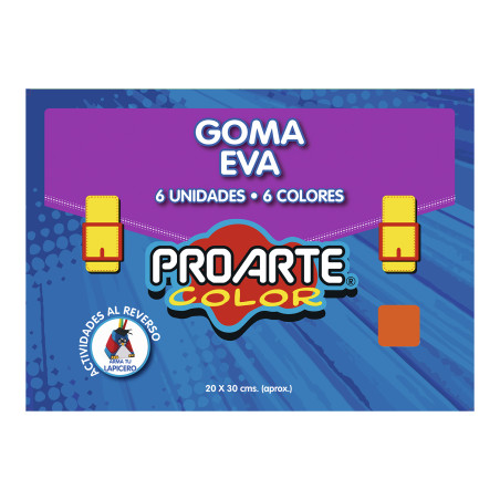 CARPETA GOMA EVA PROARTE 6 PLIEGOS COLORES SURTIDOS